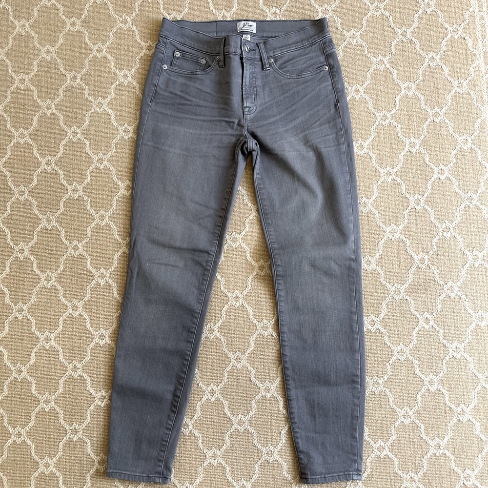 J Crew. Toothpick Jeans. Gray.